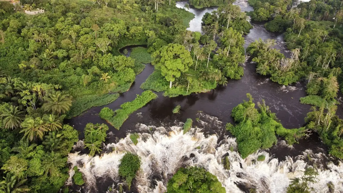 Lobé Falls flowing into the Atlantic near Kribi