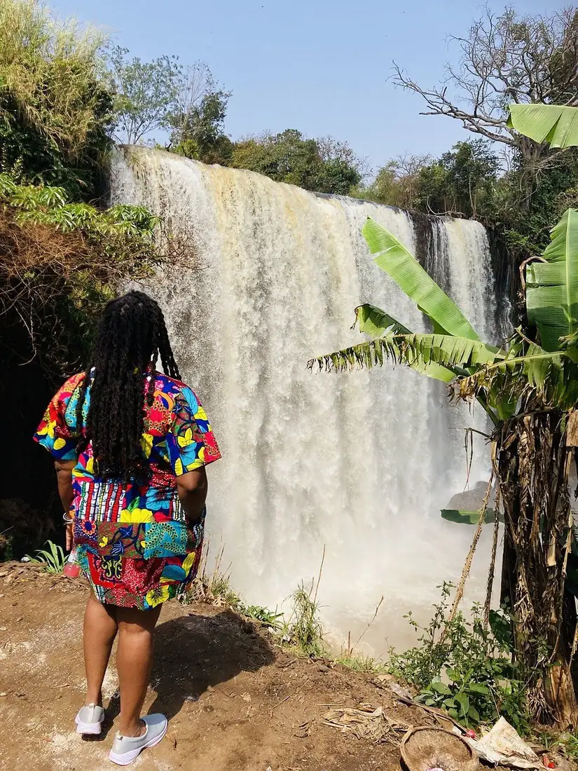 Ekom-Nkam waterfalls surrounded by rainforest in Cameroon